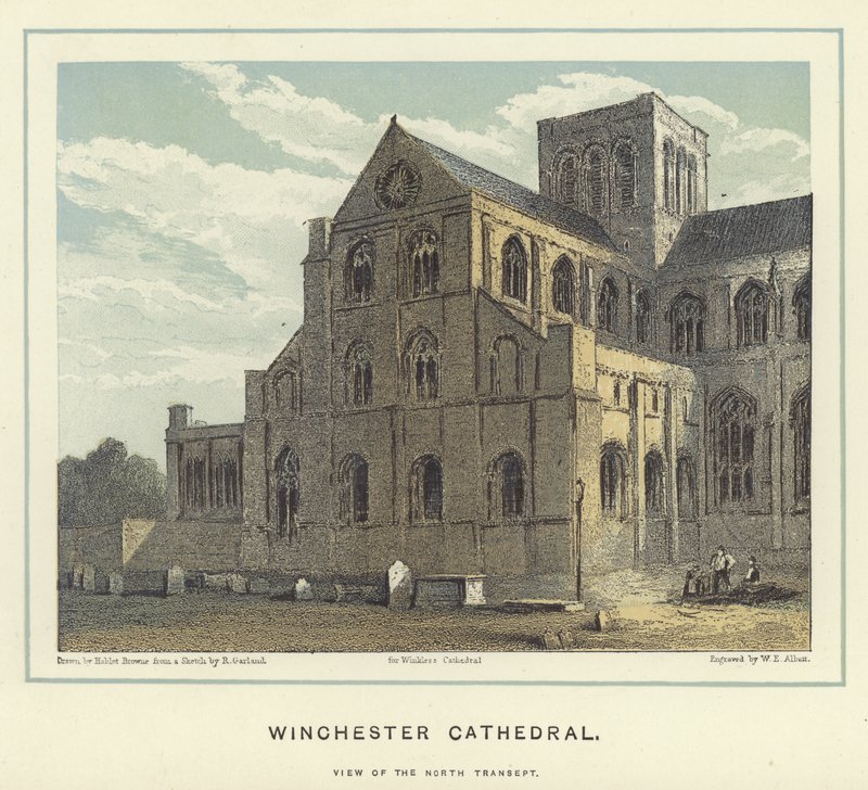 Winchester Cathedral, udsigt over det nordlige tværskib af Hablot Knight Browne