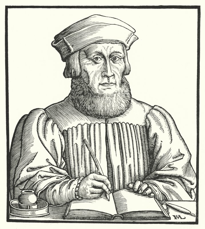 Johannes Aventinus, bayersk renæssancehumanist, historiker og filolog (gravering) af Hanns Sebald Lautensack