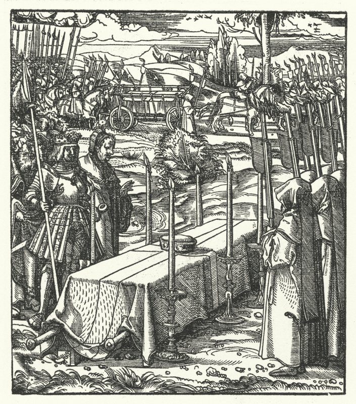 Ærkehertug Maximilian af Østrig ved siden af den myrdede Louis de Bourbons kiste, prins-biskop af Liège af Hans (after) Burgkmair