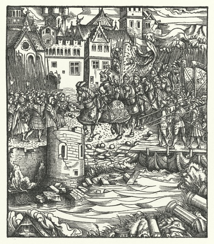 Ærkehertug Maximilian af Østrig på vej ind i Utrecht af Hans (after) Burgkmair