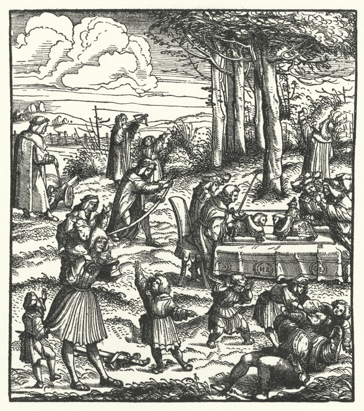 Ærkehertug Maximilian af Østrig med sine legekammerater som barn (gravering) af Hans (after) Burgkmair