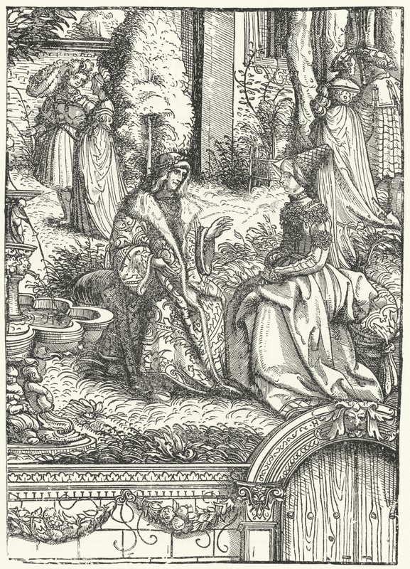 Maximilian I, den hellige romerske kejser, og hans kone Maria af Bourgogne (gravering) af Hans (after) Burgkmair