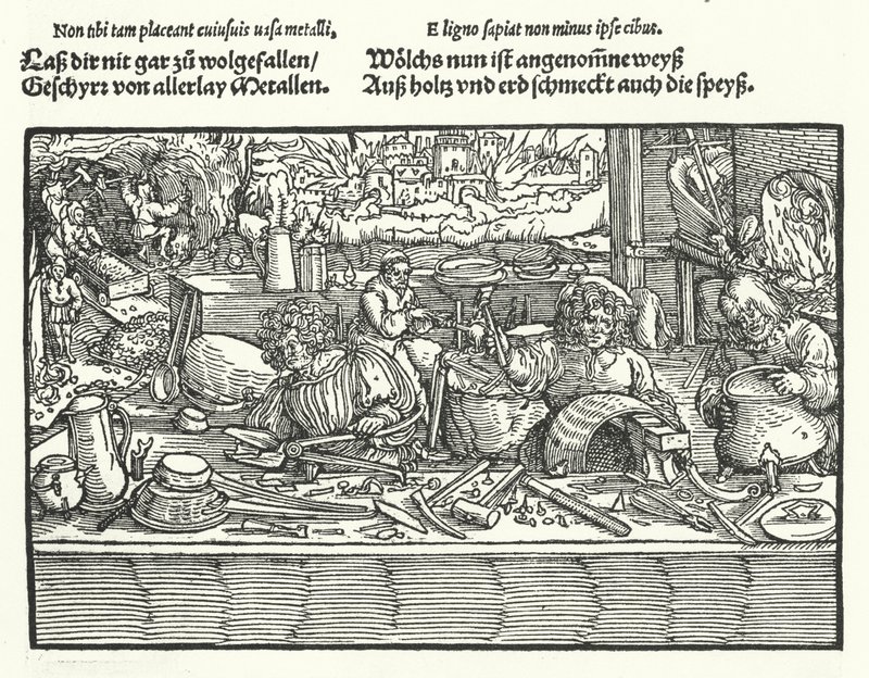 Kobbersmeden (gravering) af Hans (after) Burgkmair