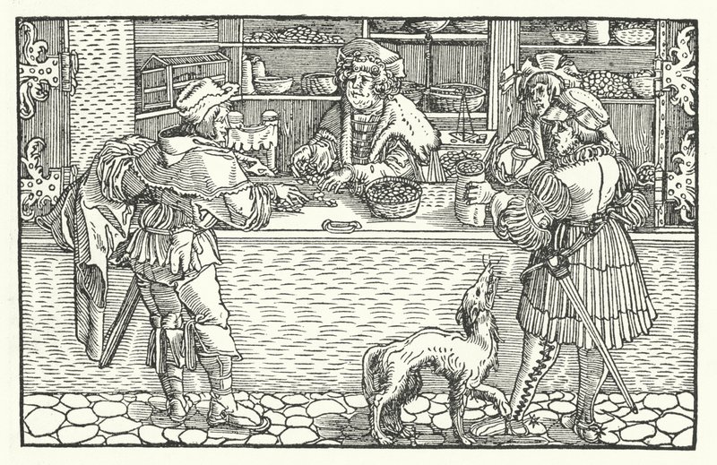 Pengeveksleren (gravering) af Hans (after) Burgkmair