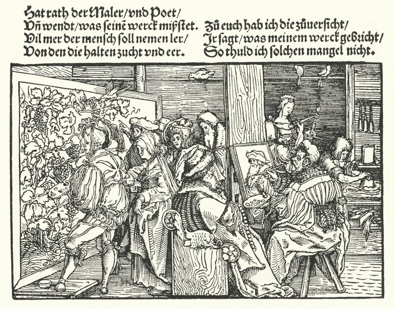 Malerne (gravering) af Hans (after) Burgkmair