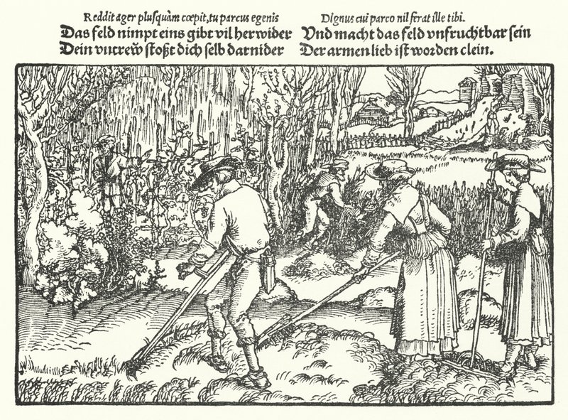 Høstmaskinerne (gravering) af Hans (after) Burgkmair
