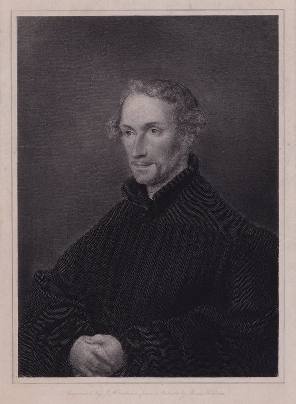 Philipp Melanchthon, tysk protestantisk reformator og samarbejdspartner med Martin Luther (gravering) af Hans (after) Holbein the Younger