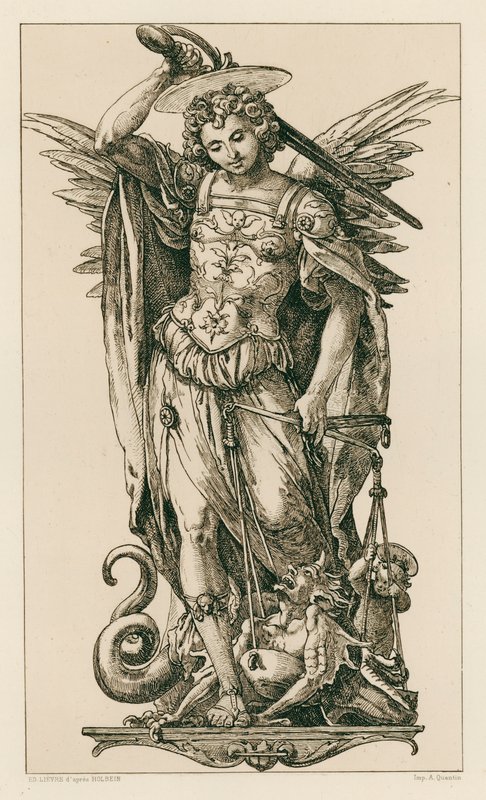 Sankt Michael (gravering) af Hans (after) Holbein the Younger