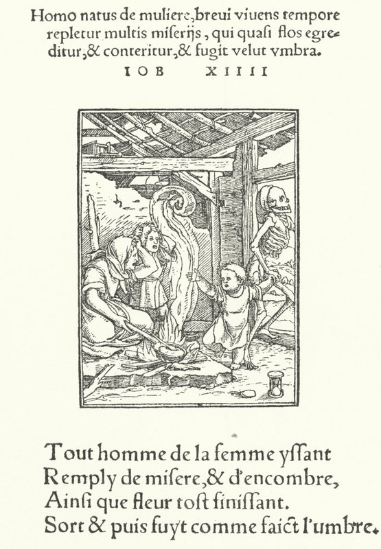 Moderen og det lille barn (gravering) af Hans (after) Holbein the Younger