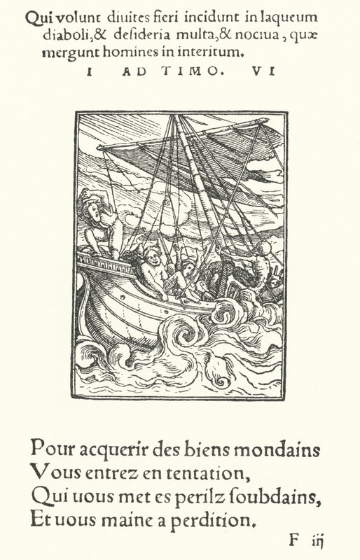 Sømanden i en storm (gravering) af Hans (after) Holbein the Younger
