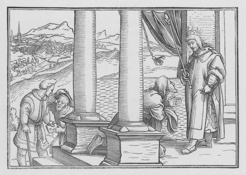 Nathan irettesætter David ved en lignelse, 2 Samuel XII, 7 af Hans Holbein der Jüngere