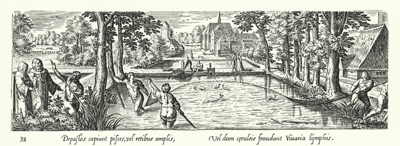 Fange fisk i en dam af Hans after Bol