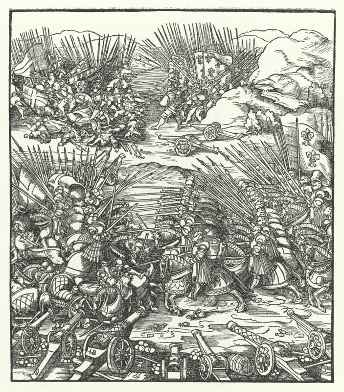 Kamp mellem de franske og venetianske hære under krigen i League of Cambrai, 1509 af Hans after Burgkmair