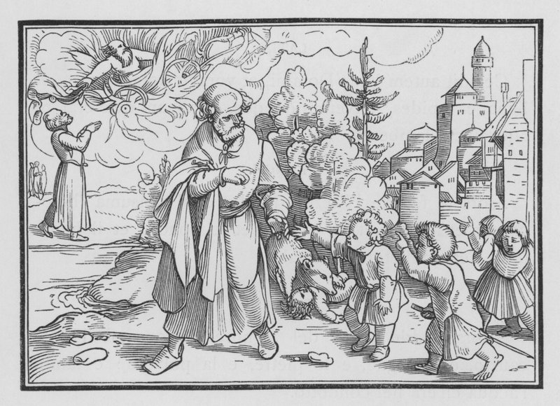 Bjørne ødelægger børnene, der hånede Elisha, 2. Kongebog II, 23 af Hans after Holbein the Younger