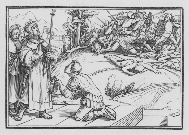 David klager over Saul og Jonathan, 2 Samuel I, 11 af Hans after Holbein the Younger