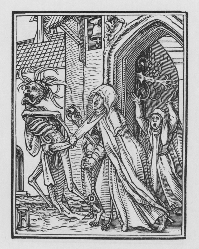 Holbeins Dødedans: Abbedissen af Hans after Holbein the Younger