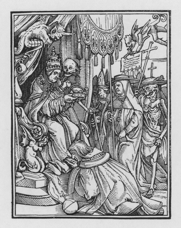 Holbeins Dødedans: Paven af Hans after Holbein the Younger