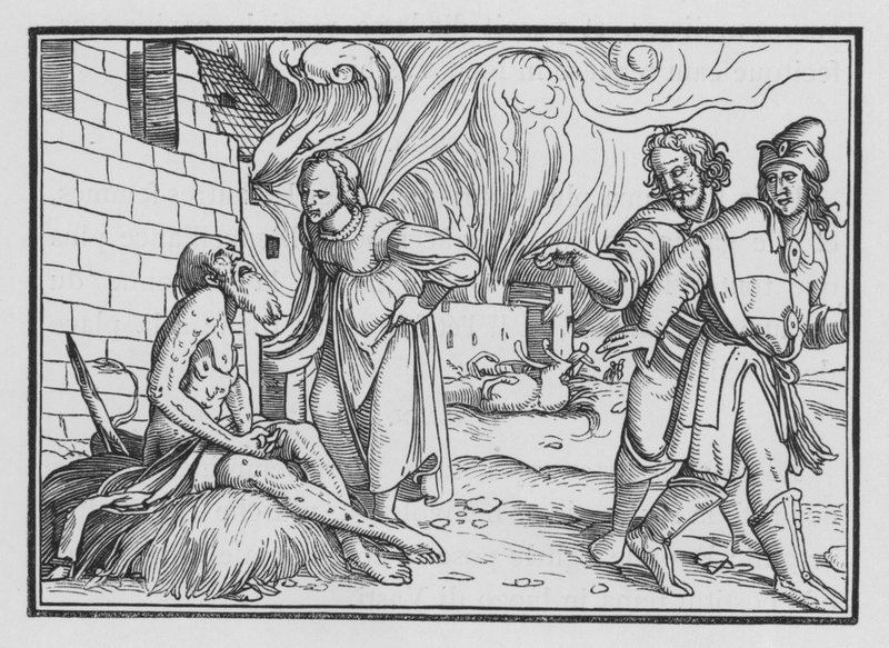 Job irettesætter sin kone, Job II, 9 af Hans after Holbein the Younger