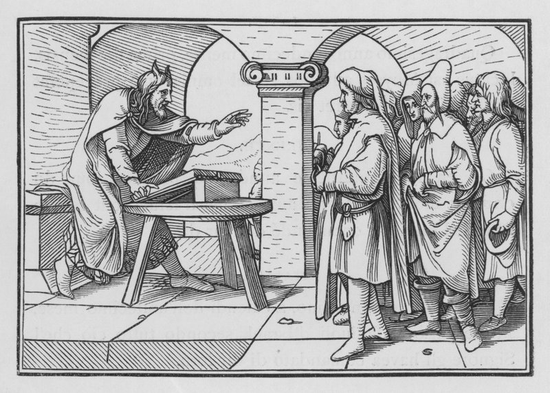 Moses formaner til lydighed fra Guds tidligere handlinger, Femte Mosebog IV, 1 af Hans after Holbein the Younger