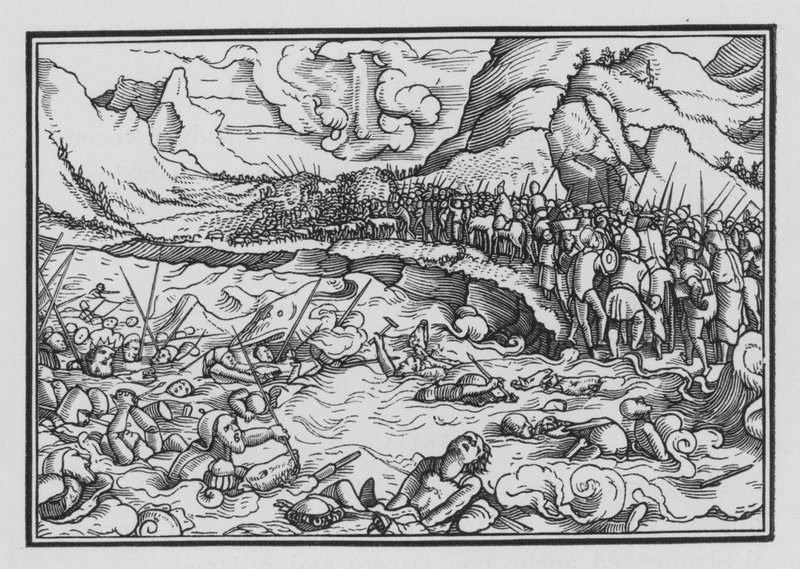 Farao forfølger israelitterne, Exodus XIV, 28 af Hans after Holbein the Younger