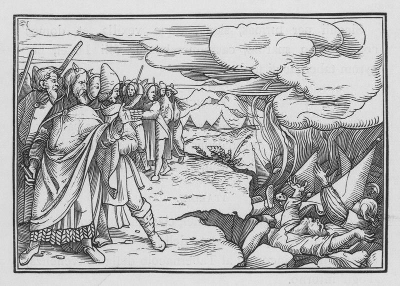 Koras, Datans og Abirams oprør, Numbers XVI, 33 af Hans after Holbein the Younger