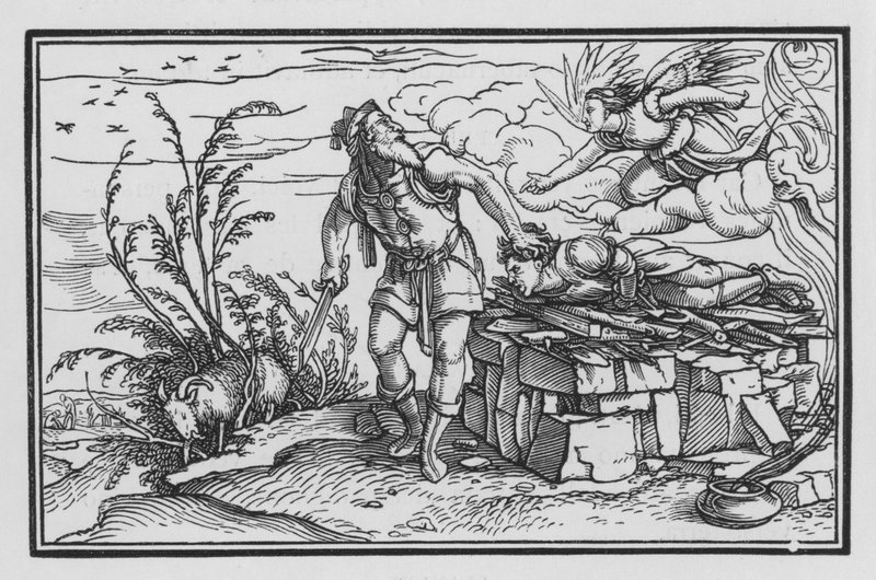 Retssagen mod Abrahams tro, 1. Mosebog XXII, 10 af Hans after Holbein the Younger