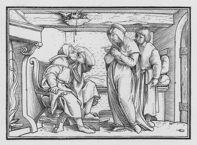 Tobit bliver blind, Tobit II, 10 af Hans after Holbein the Younger