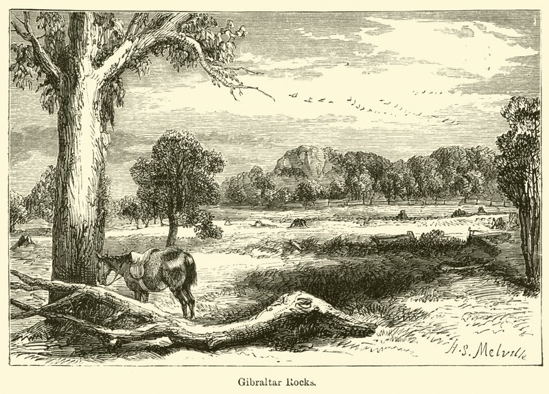 Gibraltar Rocks (gravering) af Harden Sidney (after) Melville