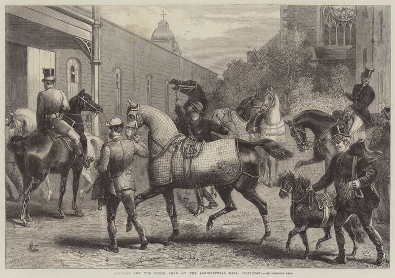 Ankomst til hesteshowet i Agricultural Hall, Islington af Harden Sidney Melville