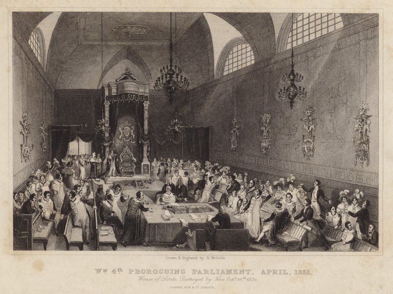 Kong William IV prorogerende parlament, april 1831 af Harden Sidney Melville