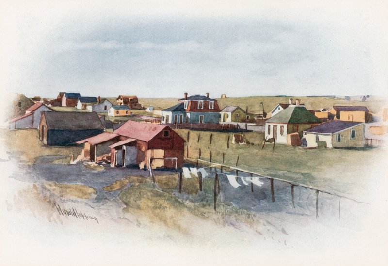 En prærieby, Gleichen, Alberta af Harold Copping