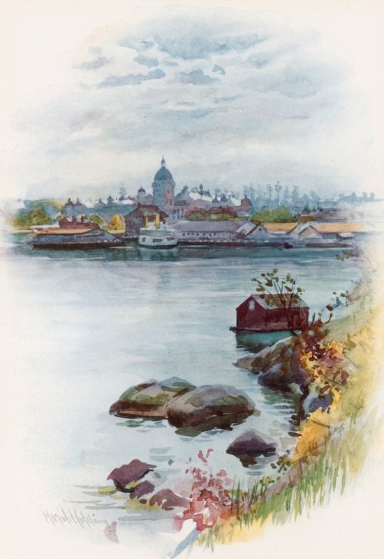 Udsigt over Parliament House, Victoria, British Columbia af Harold Copping