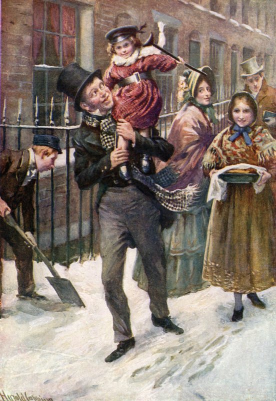 Bob Cratchit og Tiny Tim af Harold Copping