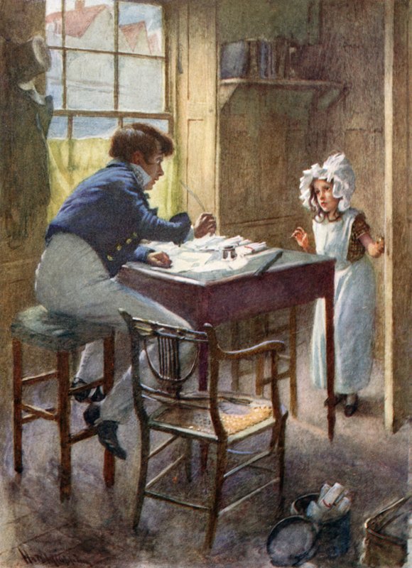 Dick Swiveler møder marchionessen (farve litho) af Harold Copping