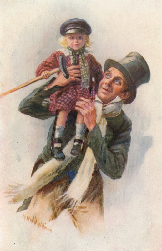 Illustration til A Christmas Carol af Charles Dickens (litografi i farver) af Harold Copping
