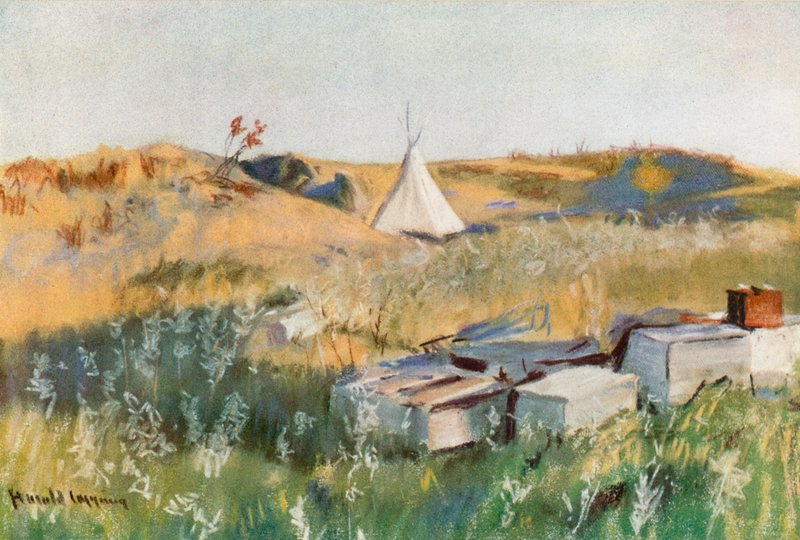 Indiansk gravplads, Blackfoot-reservatet, Alberta af Harold Copping