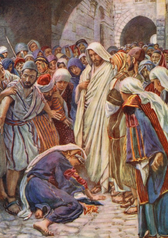 Det Nye Testamente: Den nederste del af hans klædning (farvelitografi) af Harold Copping