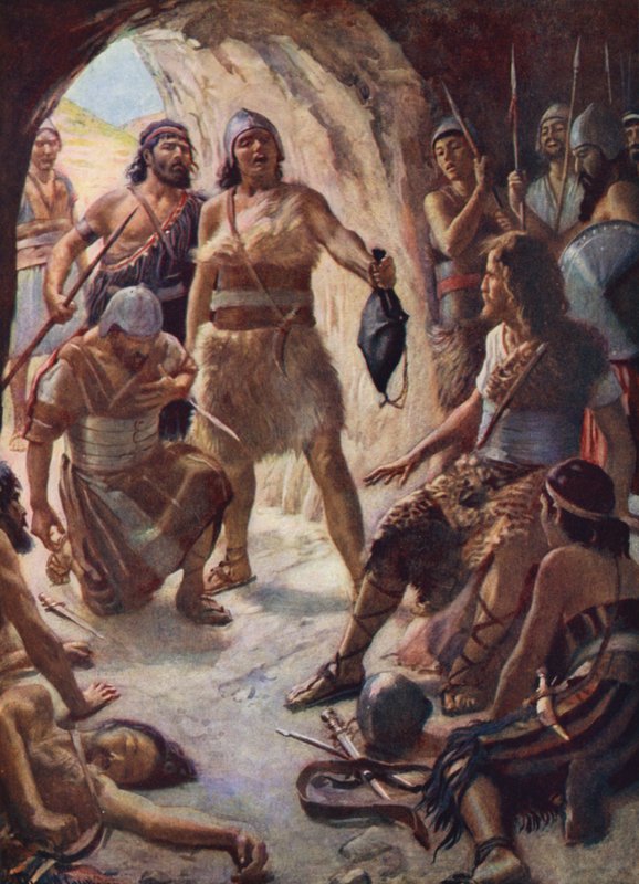 Det Gamle Testamente: Davids tre mægtige mænd (farvelitografi) af Harold Copping