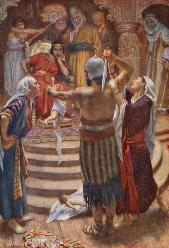 Det Gamle Testamente: Salomon, den vise konge (farvelitografi) af Harold Copping
