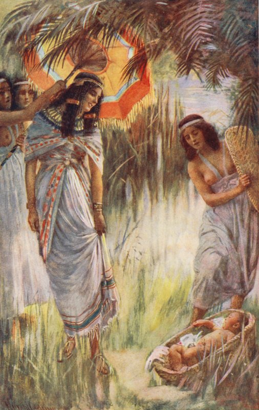 Det Gamle Testamente: The Finding of Moses (farvelitografi) af Harold Copping