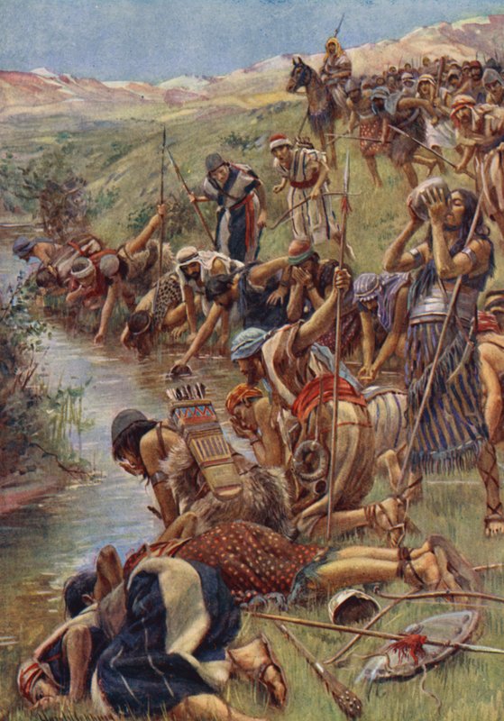 Det Gamle Testamente: Mændene, der lappede (farvelitografi) af Harold Copping