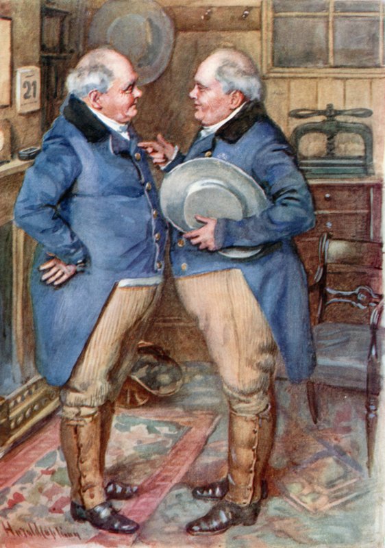 The Brothers Cheeryble (farve litho) af Harold Copping