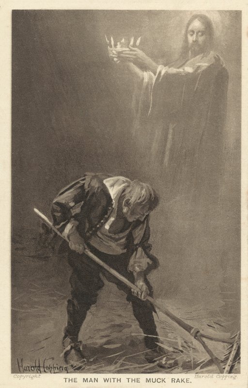 Manden med møgriven (litografi) af Harold Copping
