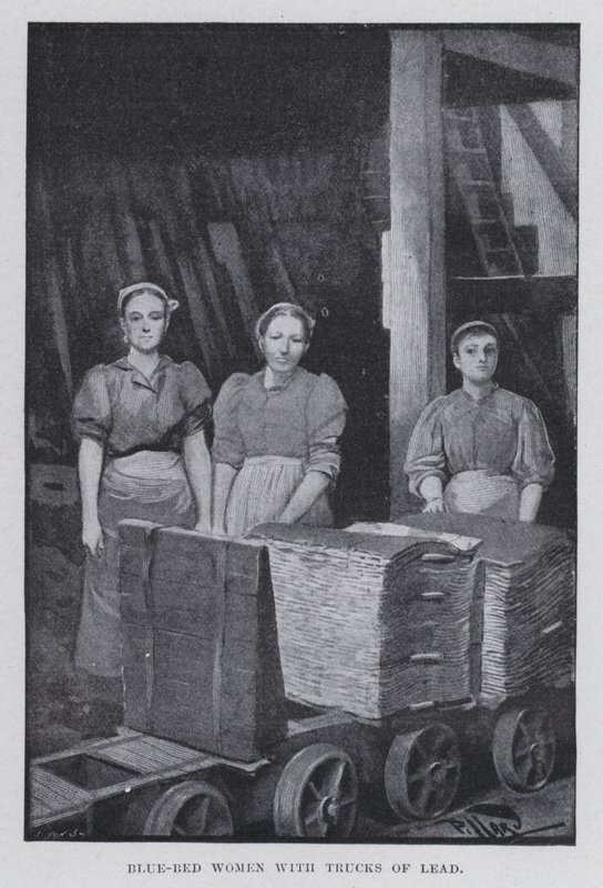 Blå-seng kvinder med lastbiler af bly (s/h foto) af Harold Hume Piffard