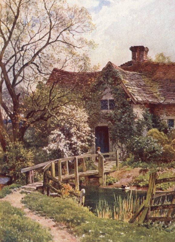 En gammel hytte nær Ockley (farvelitografi) af Harold Sutton Palmer