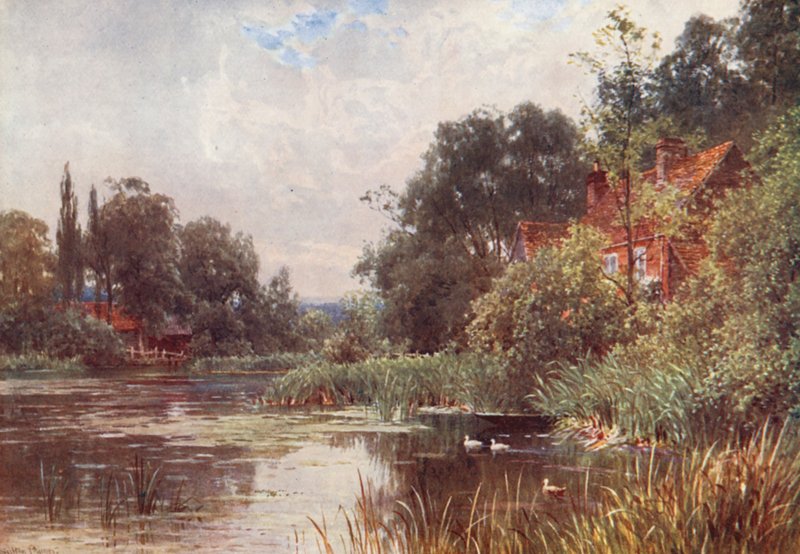 Flanchford Mill (farvelitografi) af Harold Sutton Palmer