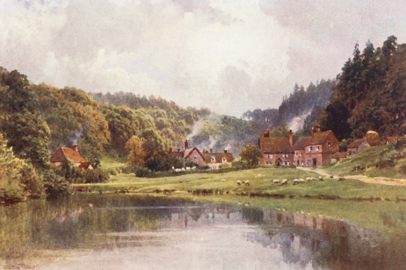 Friday Street, på vej til Leith Hill (farvelitografi) af Harold Sutton Palmer