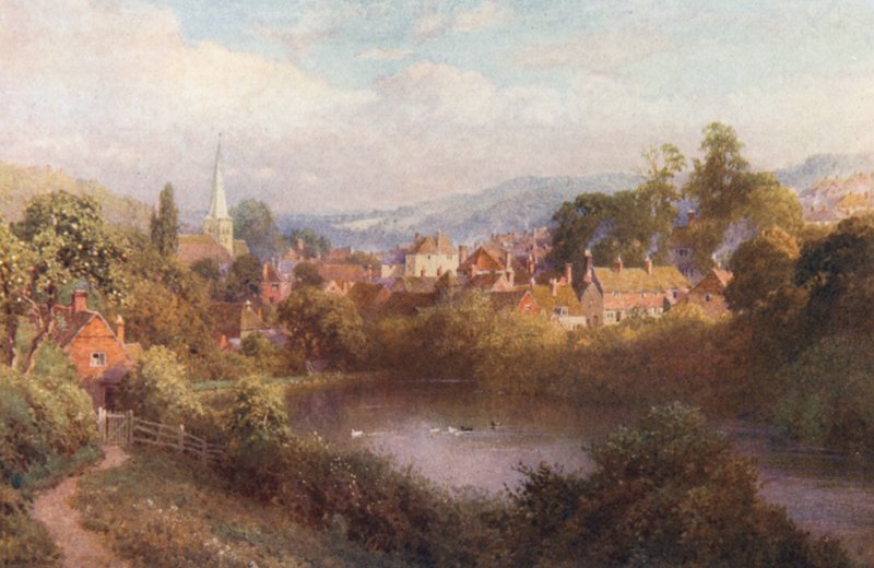 Godalming, en bid af den gamle bydel (farvelitografi) af Harold Sutton Palmer