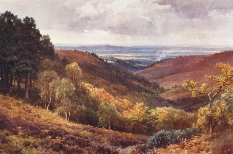 Hindhead, The Punchbowl, set mod nord (farvelitografi) af Harold Sutton Palmer