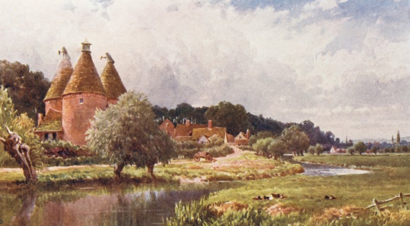 Hop-Kiln, nær Farnham (farvelitografi) af Harold Sutton Palmer